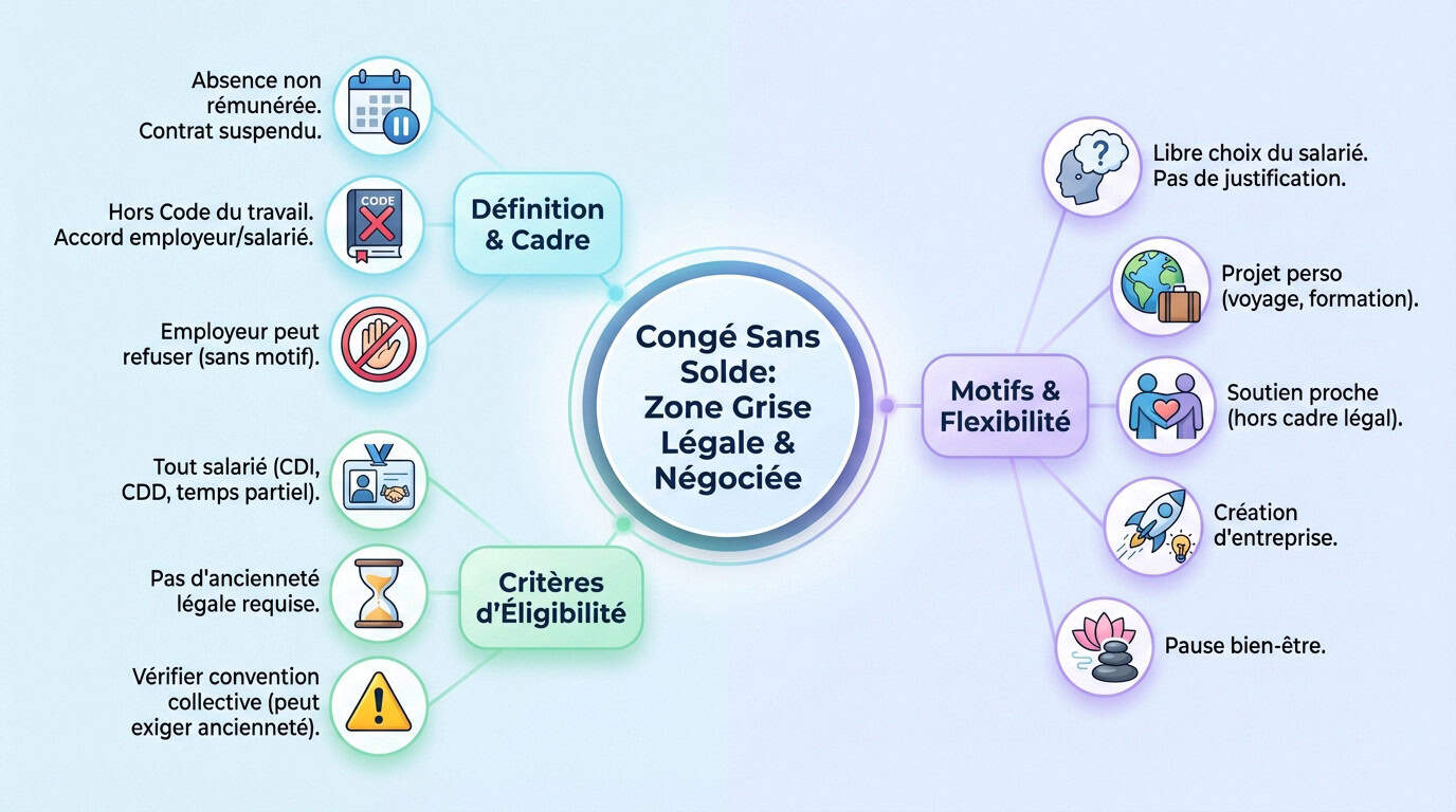 Illustration d'un employé négociant un congé sans solde, représentant la zone grise légale