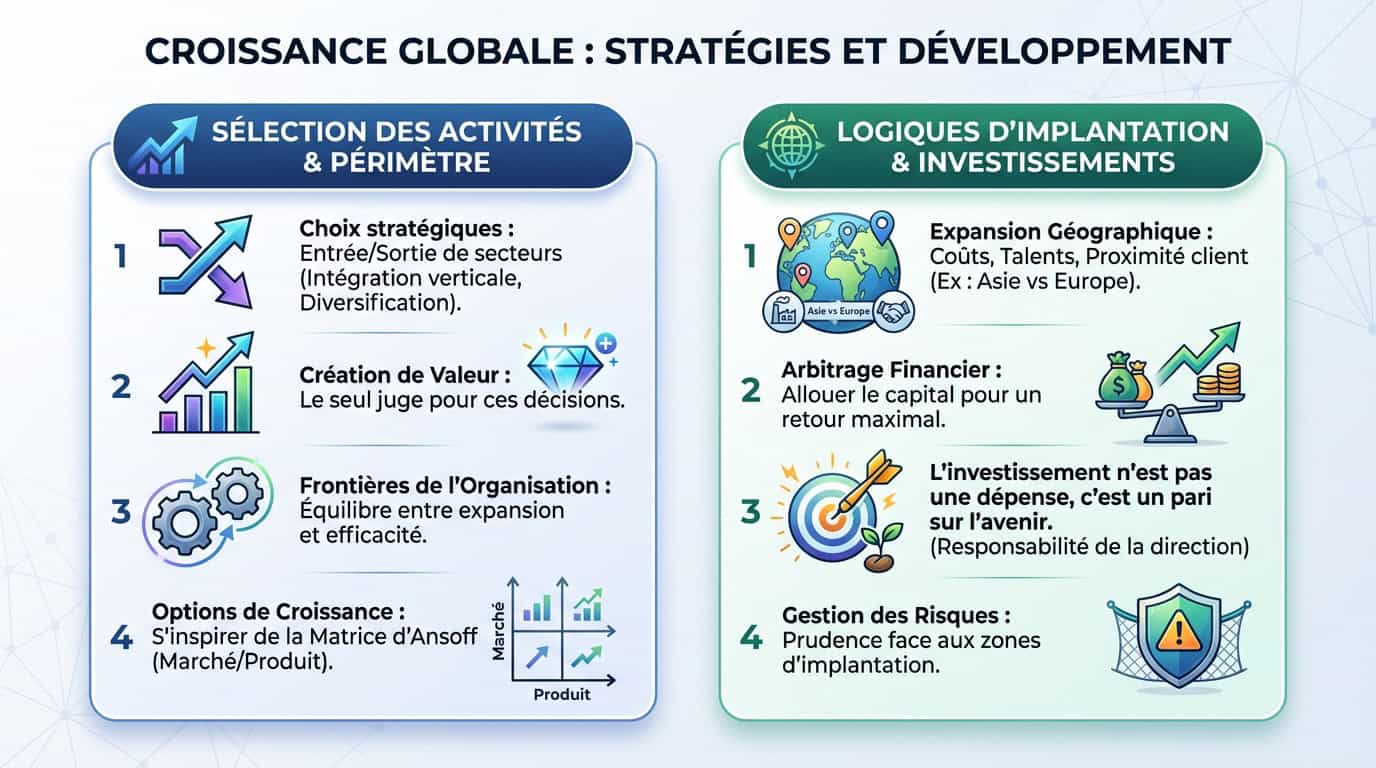 Schéma des composantes de la croissance globale d'une entreprise
