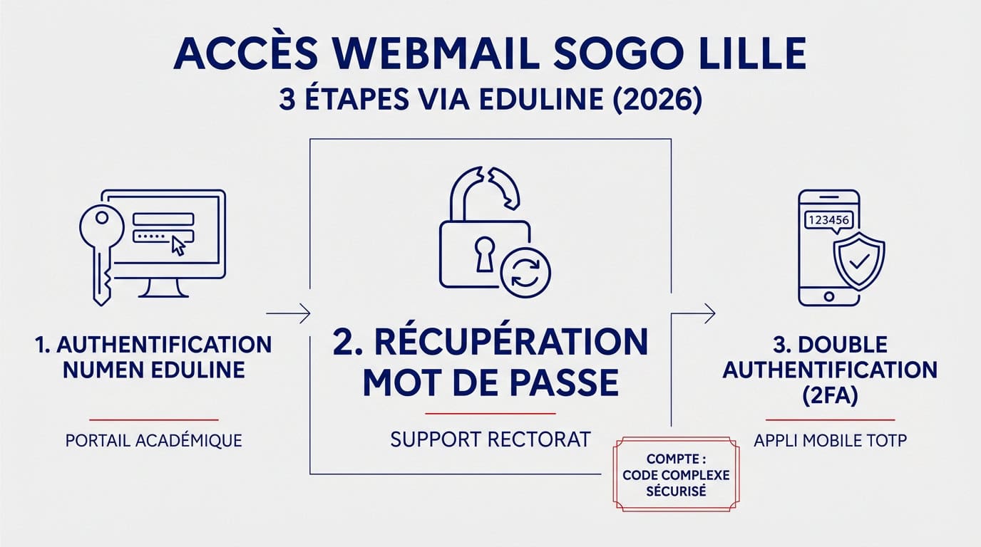 Interface de connexion sécurisée au webmail SOGo de l'académie de Lille via le portail Eduline