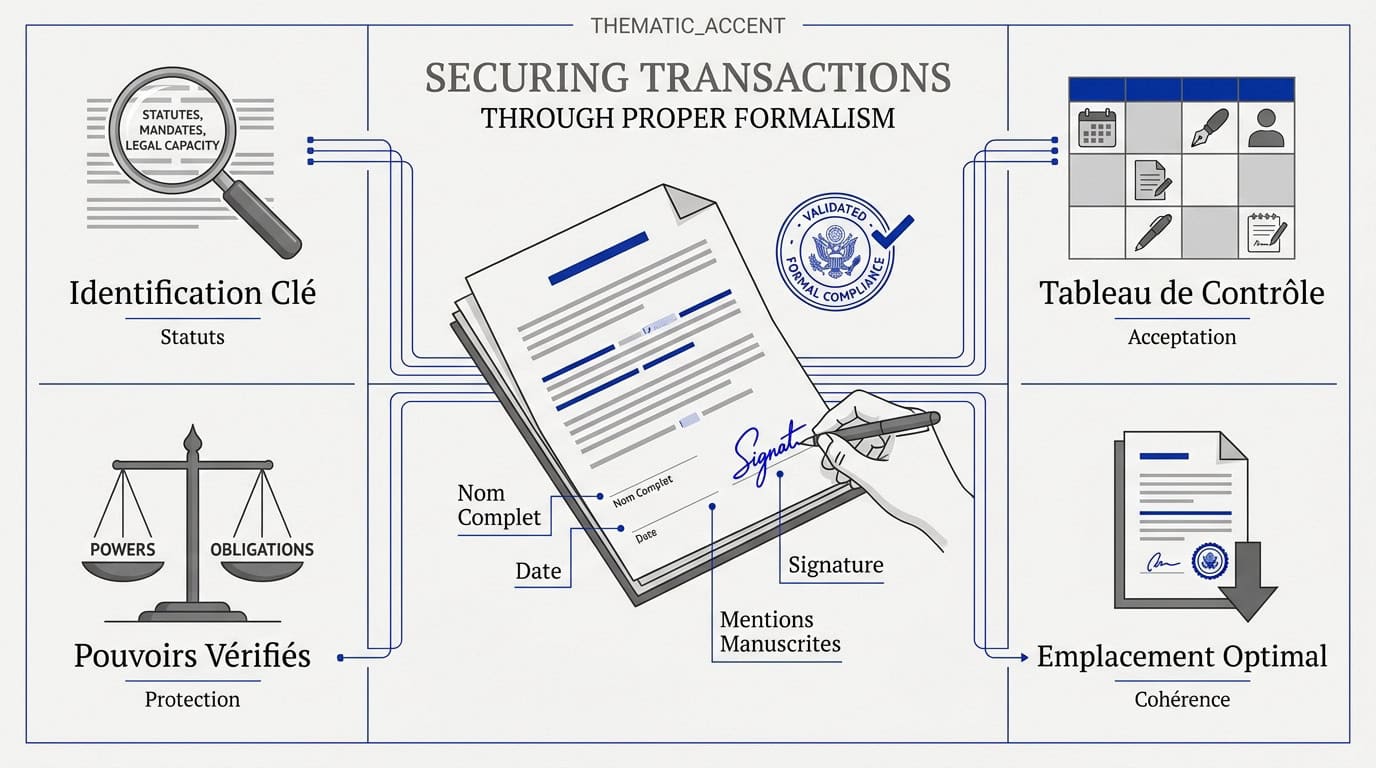 Validation formelle d'un contrat commercial avec mention manuscrite et signature
