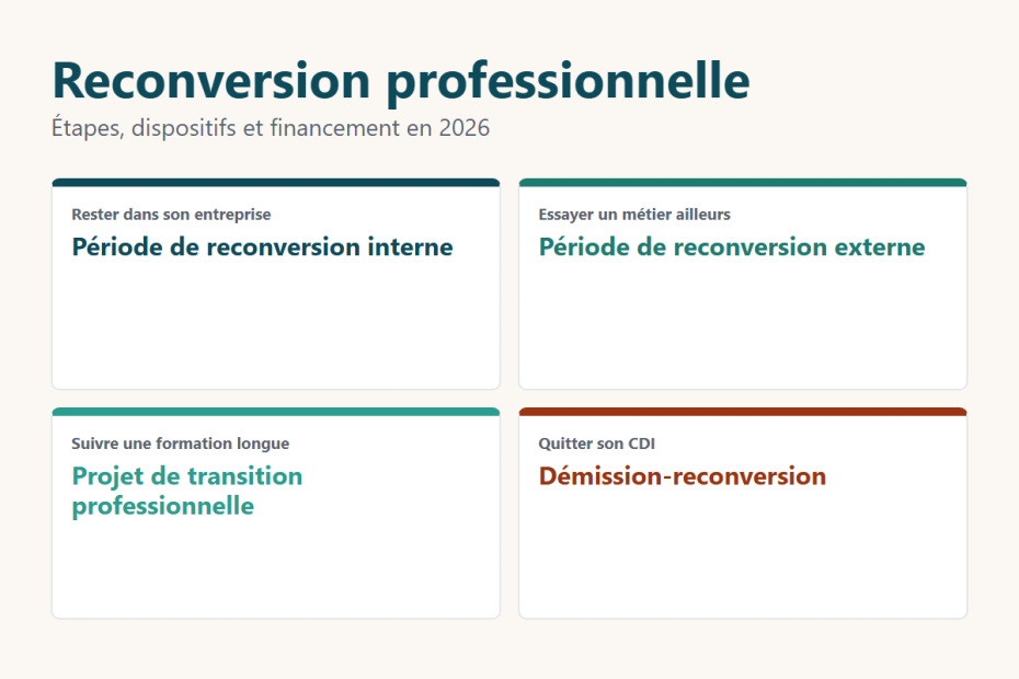 Reconversion professionnelle : les dispositifs selon la situation, de la période de reconversion à la démission-reconversion